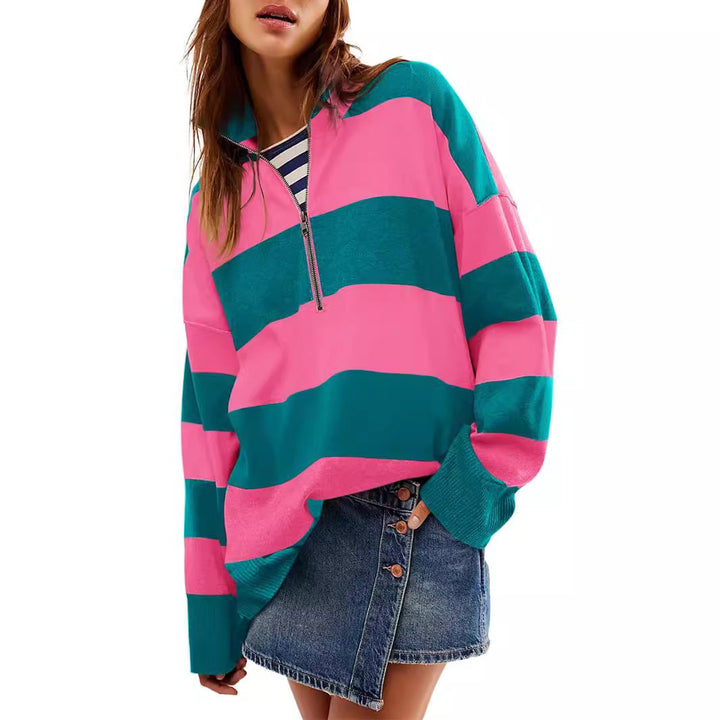 Danielle | Comfy Long Sleeve Pullover Sweater With Half Zipper