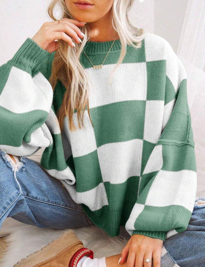 Tamara | Casual Plaid Long Sleeve Round Neck Sweater