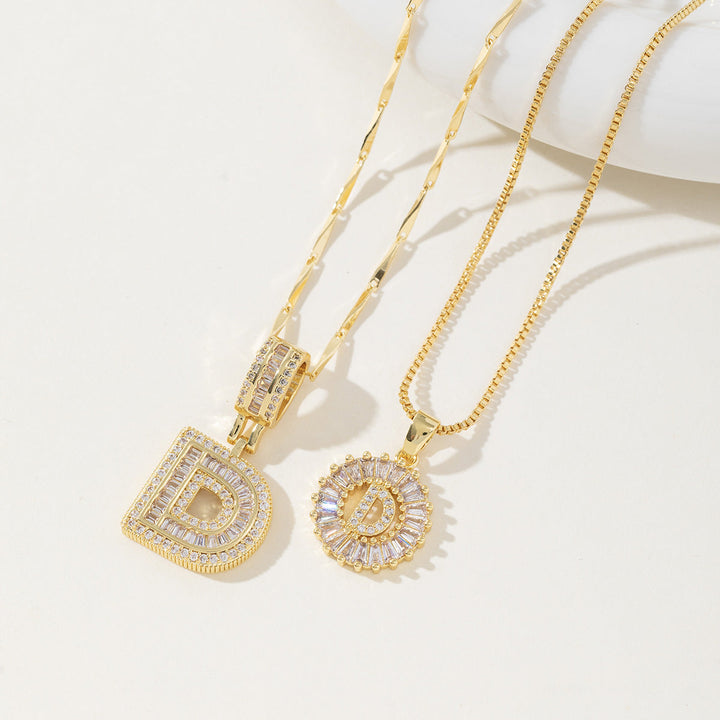 Danielle | Elegant 2-Pack Initial Letter Pendant Necklaces