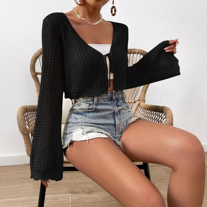 Alice | Lightweight Tie Front V-Neck Crop Cardigan