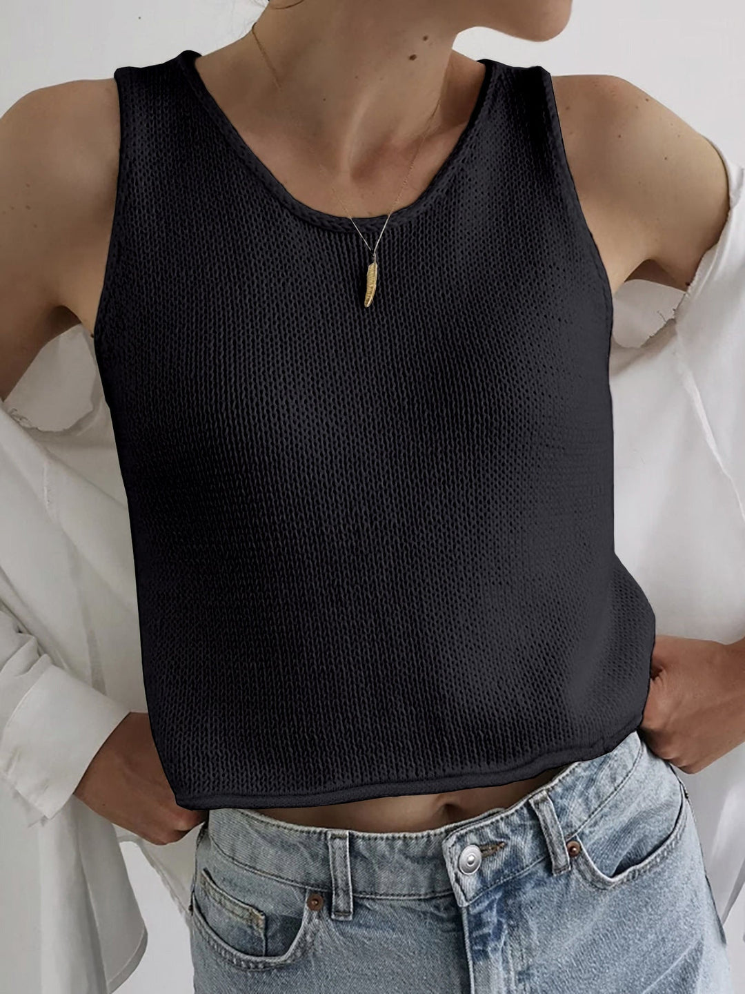 Riley | Casual Round Neck Vest Pullover Top