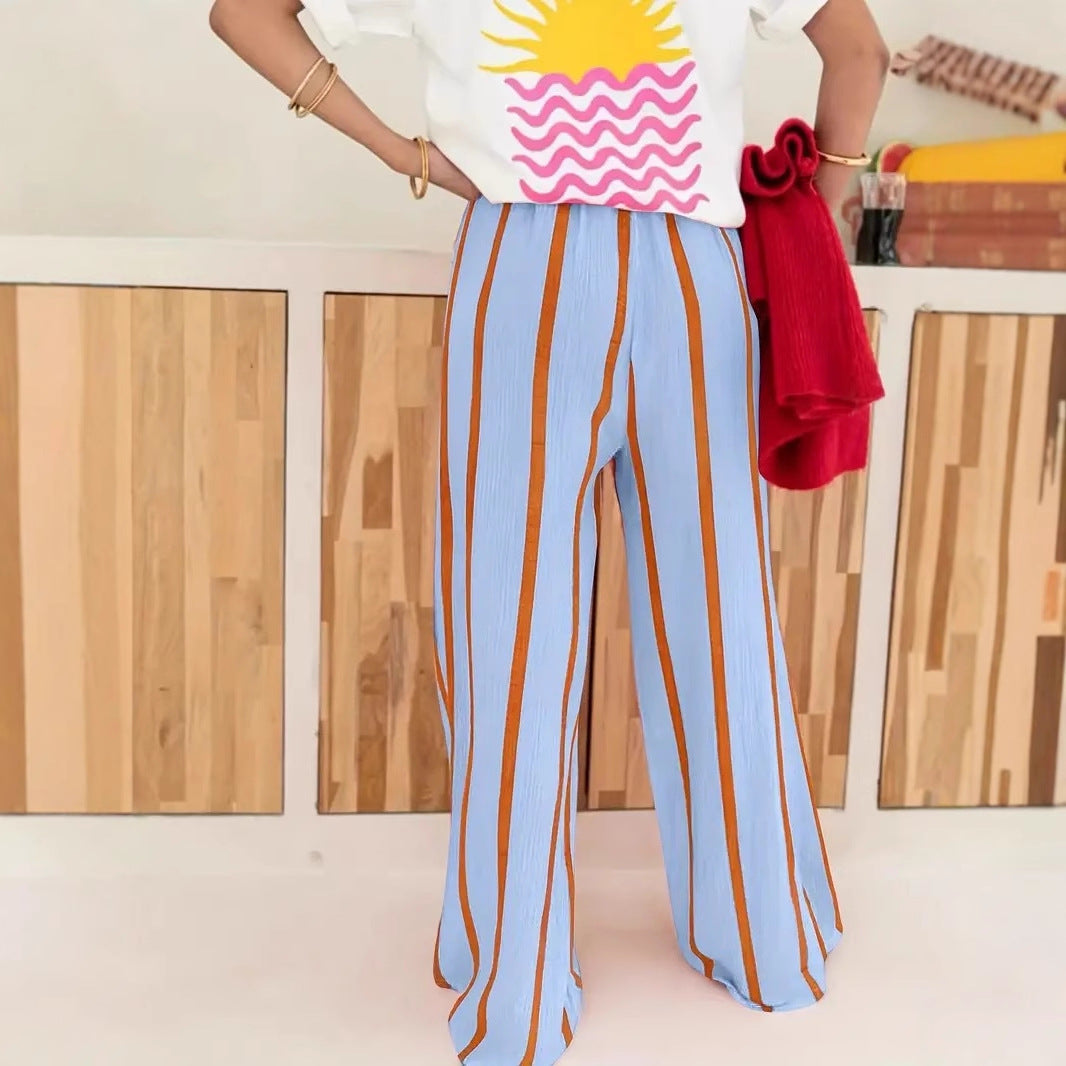 Alice | Comfy Striped Wide-Leg Lounge Trousers