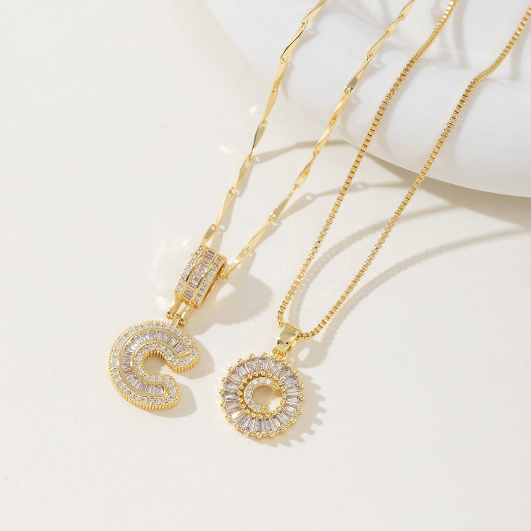 Danielle | Elegant 2-Pack Initial Letter Pendant Necklaces