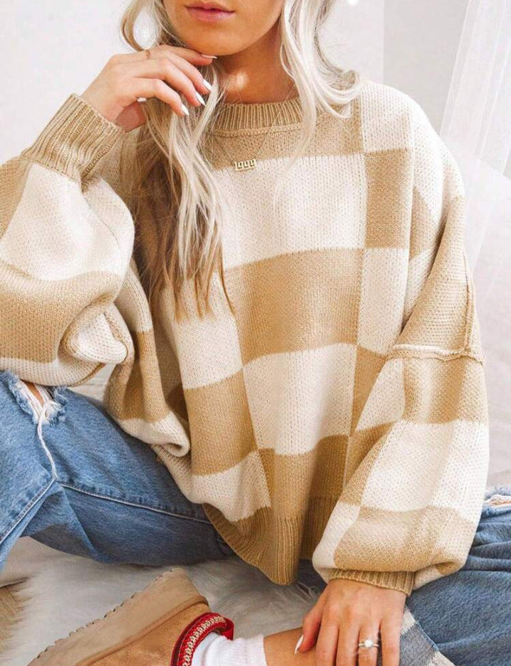 Tamara | Casual Plaid Long Sleeve Round Neck Sweater
