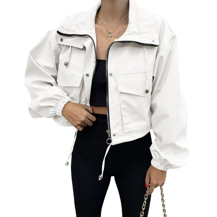 Xanthe | Solid Zip-Up Crop Jacket