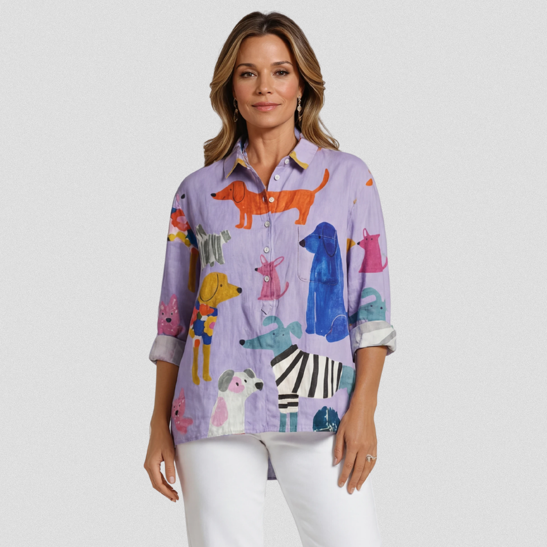 Rose | Casual t-shirt with dog print
