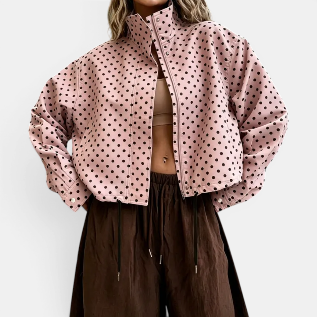 Heidi | Polka Dot Colour-Block Blazer Jacket