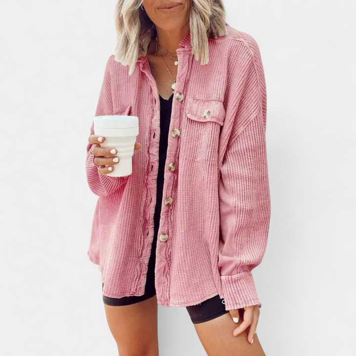 Kara | Relaxed Batwing Waffle Knit Shacket