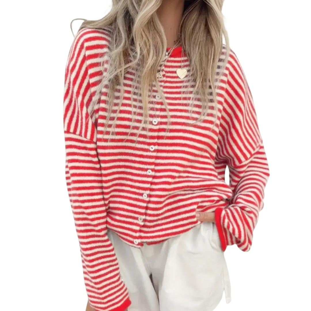 Isla | Striped Button-Front Knit Sweater