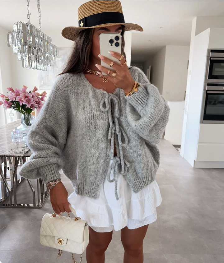Lucy | Knitted Bow Cardigan