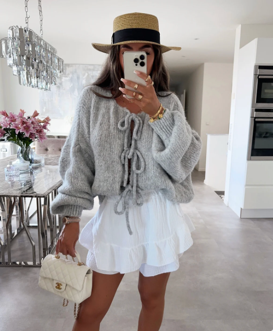 Lucy | Knitted Bow Cardigan