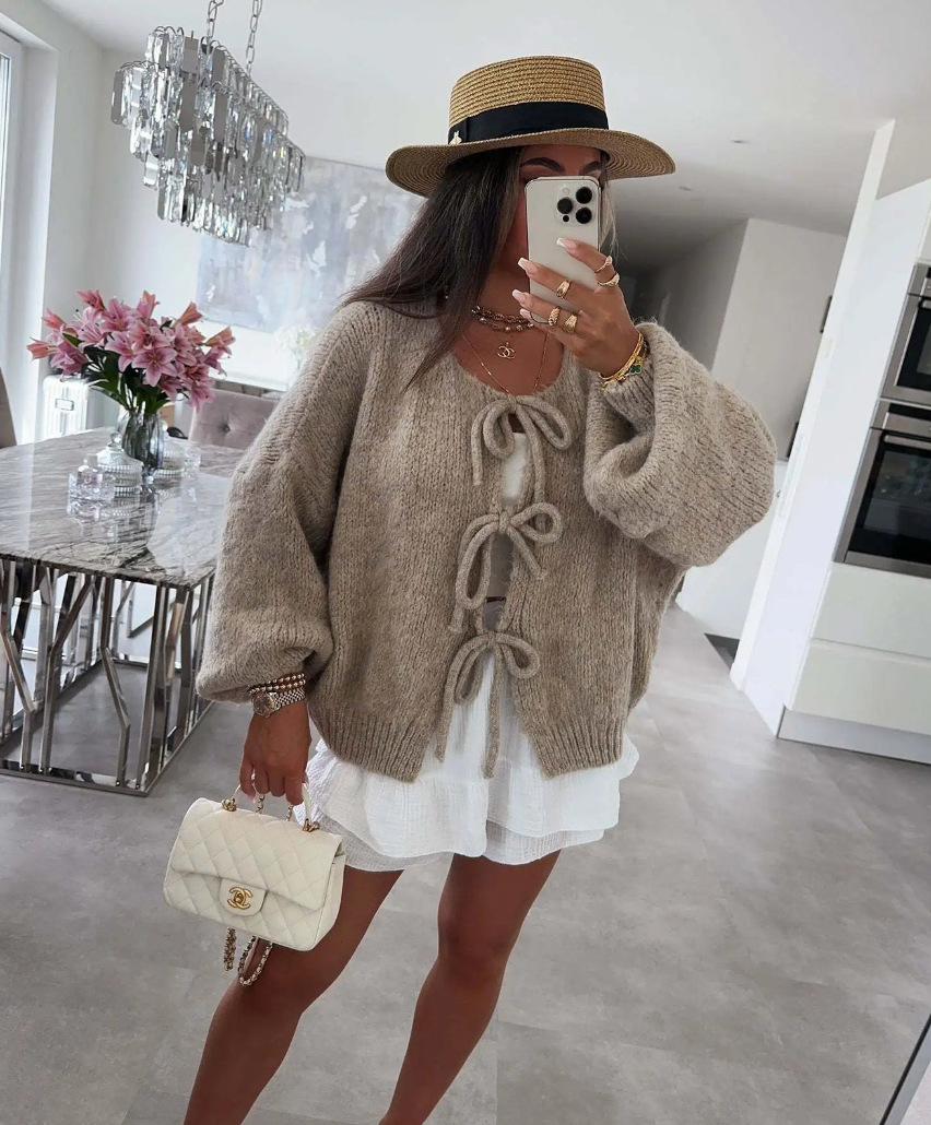 Lucy | Knitted Bow Cardigan
