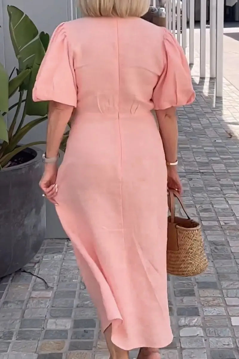 LYNORA | ELEGANTE MIDI JURK MET V-HALS