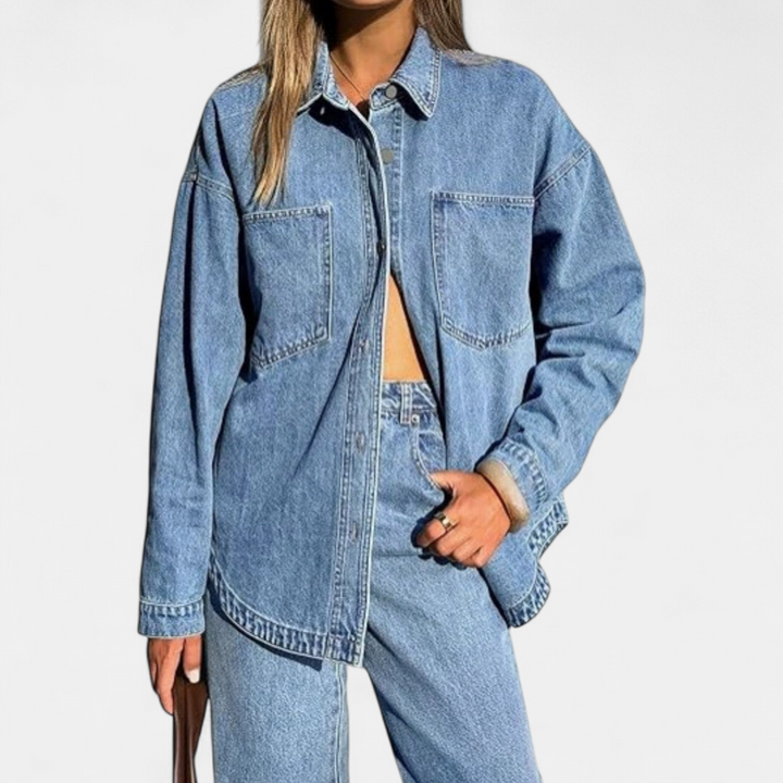 Tahlia | Washed Vintage Oversized Denim Shirt Jacket
