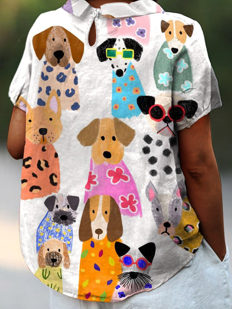Valeska | Blouse with dog print