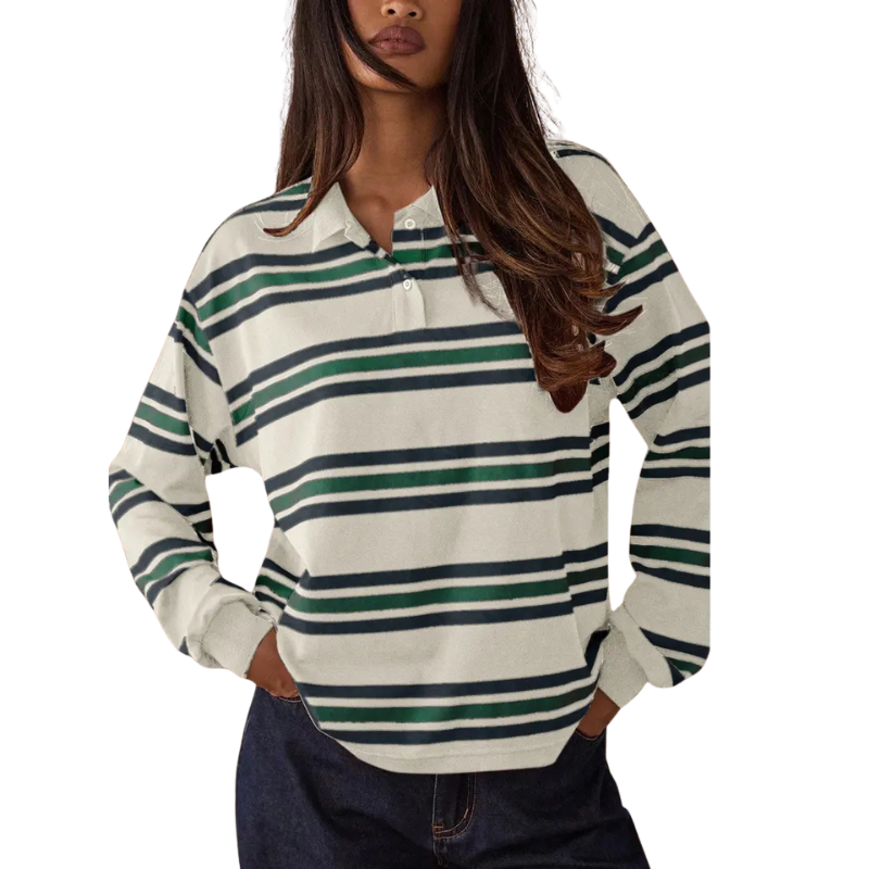 Danielle | Casual Colourblock Striped Long Sleeve Top