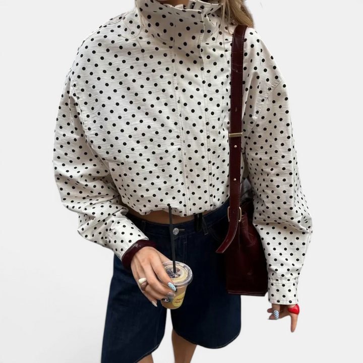 Heidi | Polka Dot Colour-Block Blazer Jacket