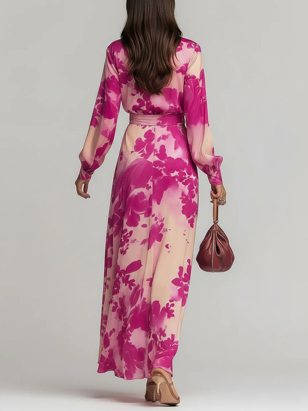 Annika | Floral V-neck maxi dress with belt