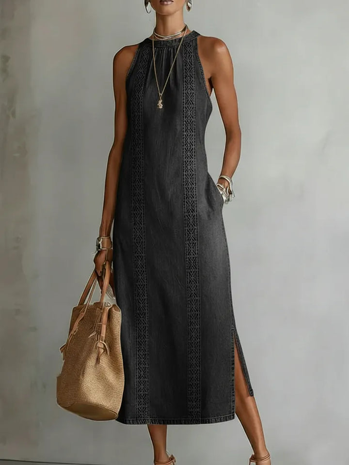 Zoe - Retro Lace Denim Dress