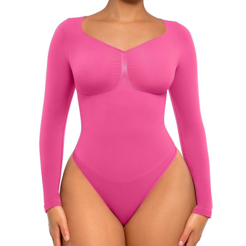 Joanna | Seamless Shaping Long Sleeve Thong Bodysuit for Comfort