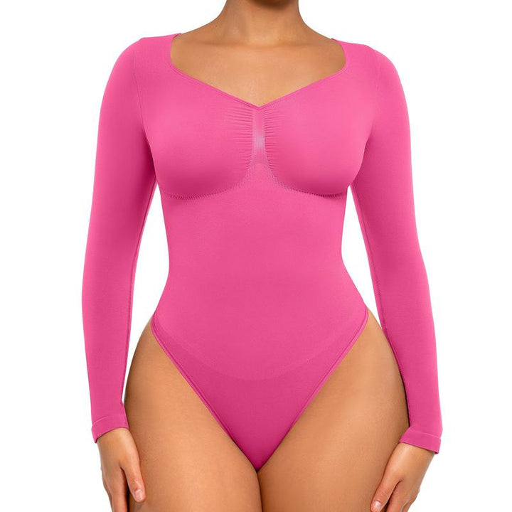 Joanna | Seamless Shaping Long Sleeve Thong Bodysuit for Comfort