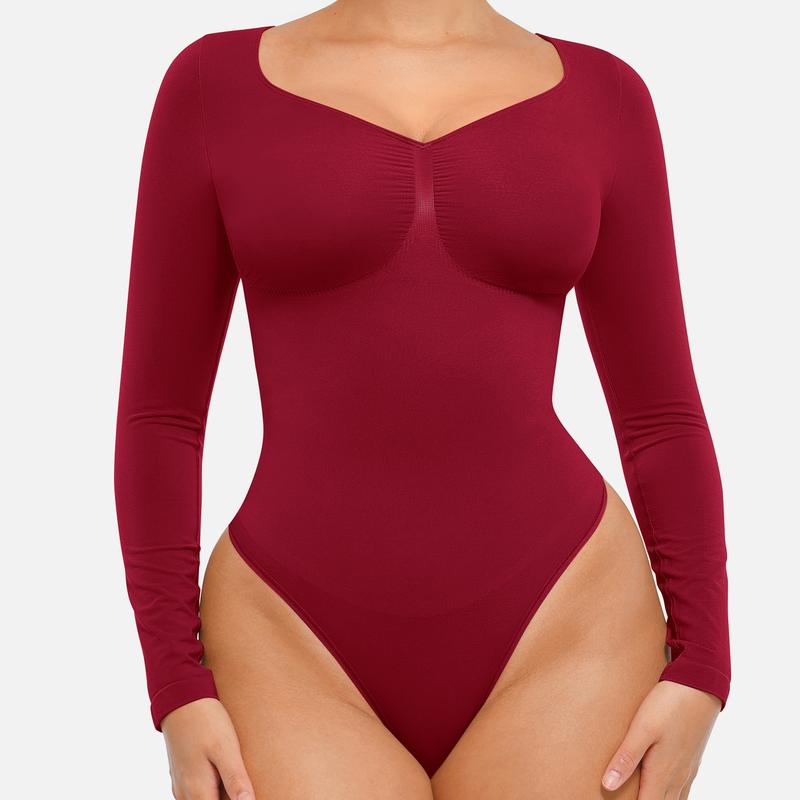 Joanna | Seamless Shaping Long Sleeve Thong Bodysuit for Comfort