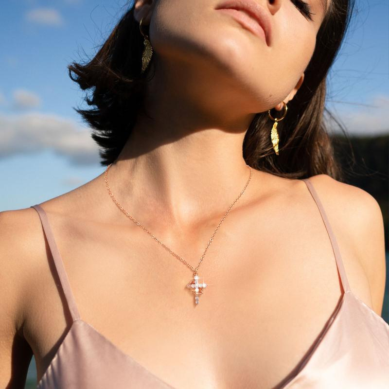 Rachael | Classic Cross & Crown Necklace