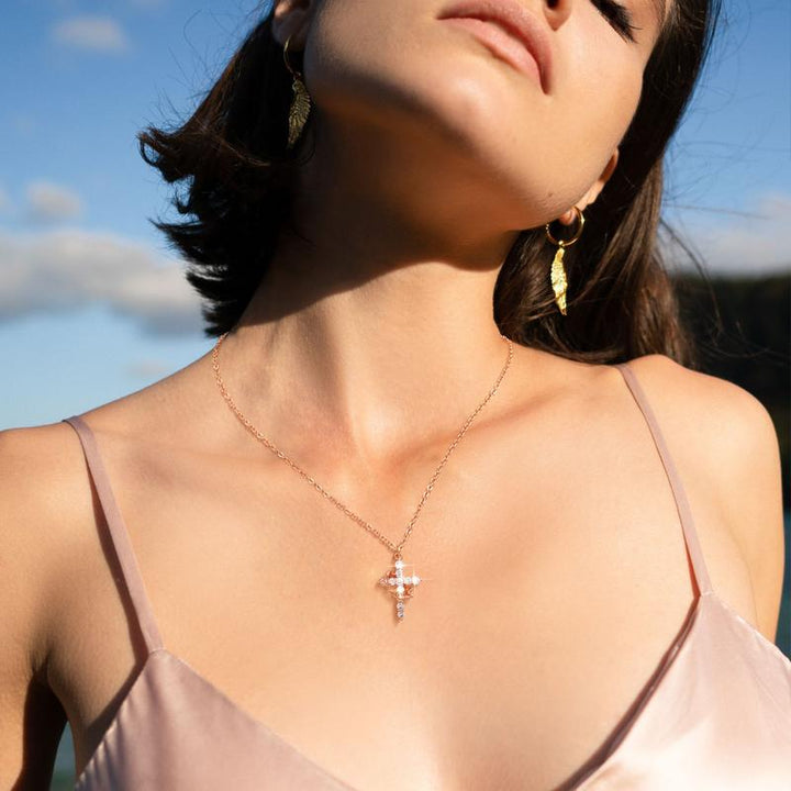 Rachael | Classic Cross & Crown Necklace