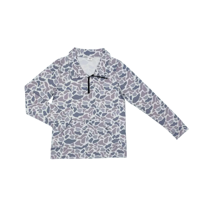 Sally | Camo Half-Zip Pullover Top