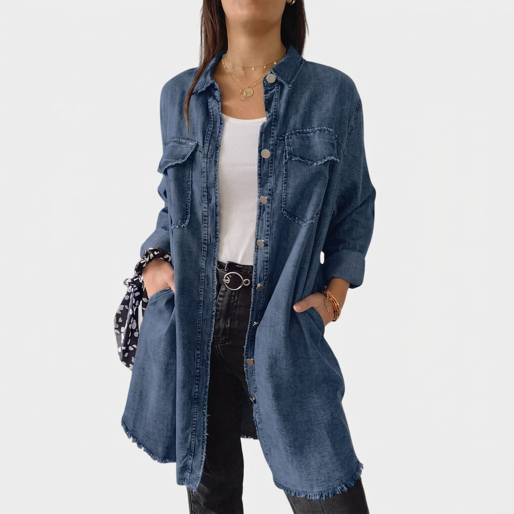 Gemma - Long Sleeve Denim Shirt Dress