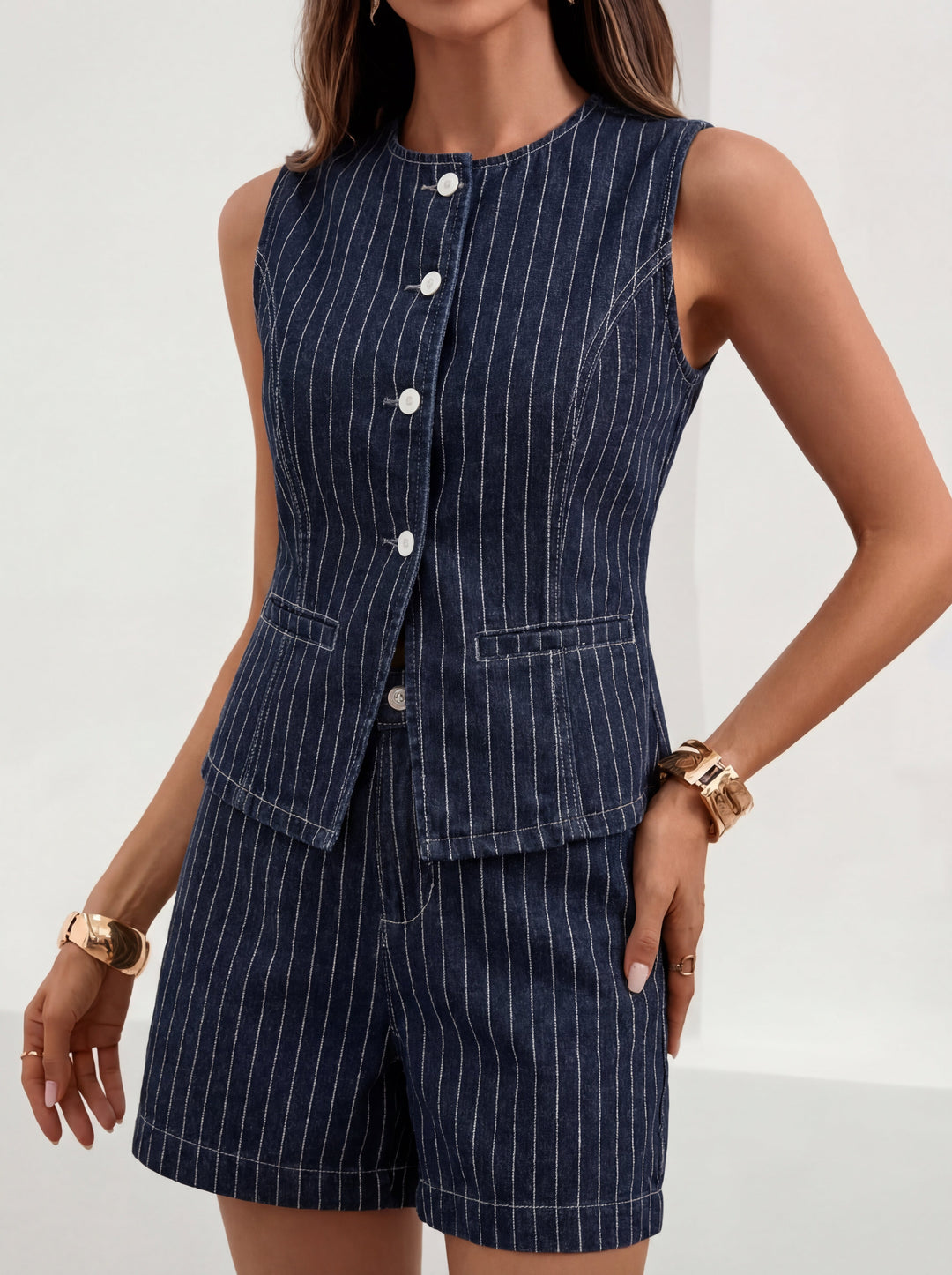 Quinn | Casual Vest & Shorts Two-Piece Set