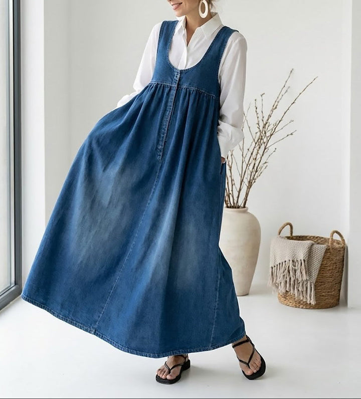Freya - Vintage Denim Maxi Dress