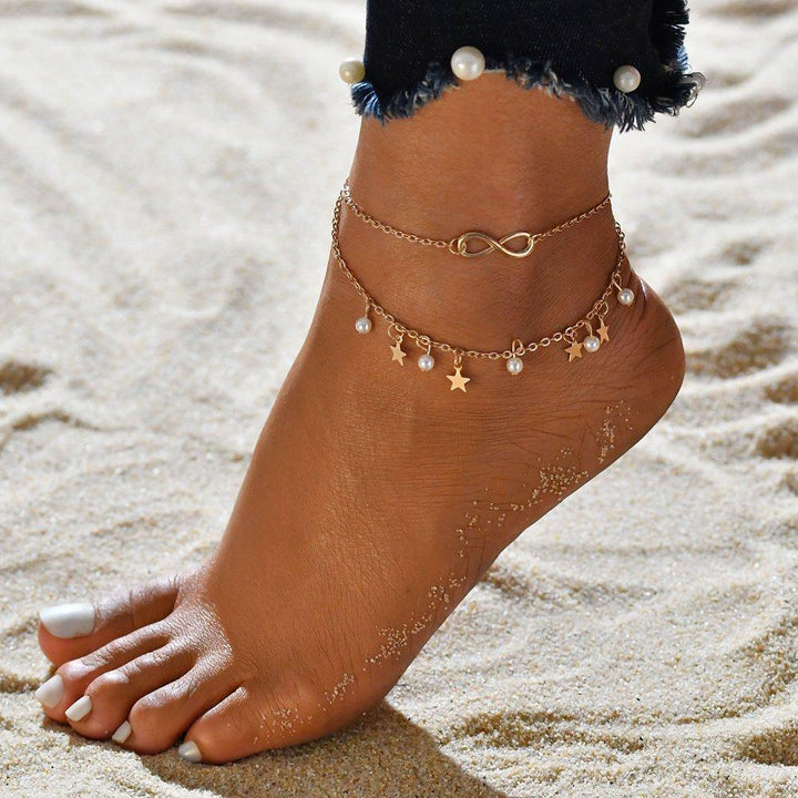 Yasmin | Infinity Anklet Bracelet + Pearls and Stars