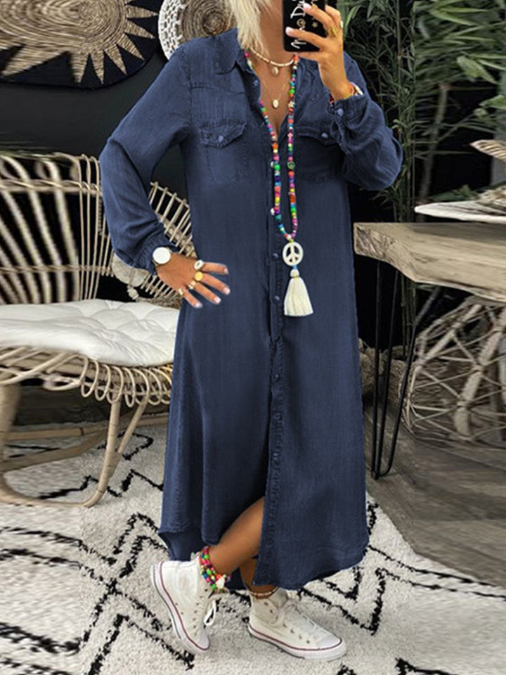 Eloise - Casual Elegant Long Denim Shirt Dress